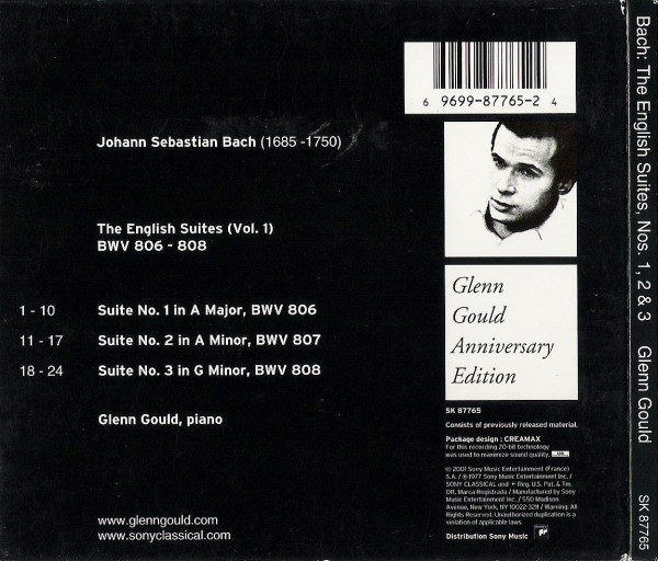 Bach* - Glenn Gould - English Suites, Volume 1, No.1 In A Major, No.2 In A Minor, No.3 In G Minor (CD, RE, Dig) (Near Mint (NM or M-)) - Image 2