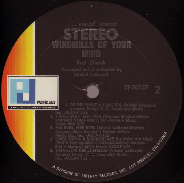 Bud Shank Plays The Music And Arrangements Of Michel LeGrand - Windmills Of Your Mind (LP, Album, Gat) (Very Good Plus (VG+)) - Image 5