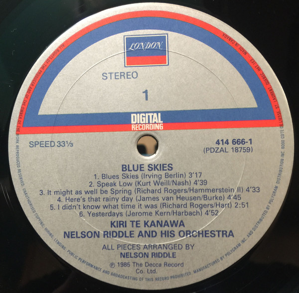 Kiri* - Nelson Riddle And His Orchestra - Blue Skies (LP) (Very Good Plus (VG+)) - Image 3
