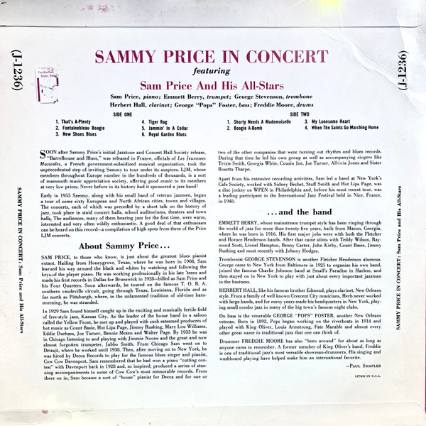 Sammy Price And His All-Stars - Sammy Price In Concert (LP, Album, Ora) (Very Good Plus (VG+)) - Image 2