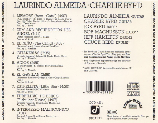 Laurindo Almeida - Charlie Byrd - Latin Odyssey (CD, Album, RE) (Near Mint (NM or M-)) - Image 2