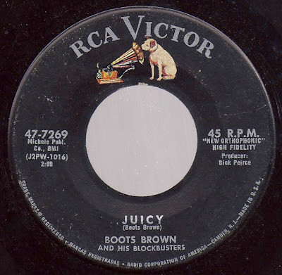 Boots Brown And His Blockbusters - Cerveza / Juicy (7", Single, Roc) (Very Good Plus (VG+)) - Image 2