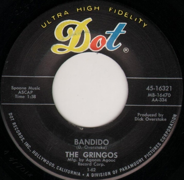 The Gringos - Gringo Guitar (Jarabe Tapatio) / Bandido (7") (Very Good Plus (VG+)) - Image 2