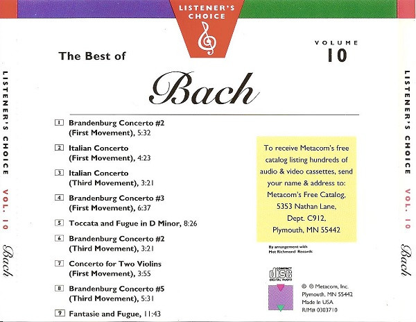 Bach* - The Best Of Bach (CD, Comp) (Near Mint (NM or M-)) - Image 2