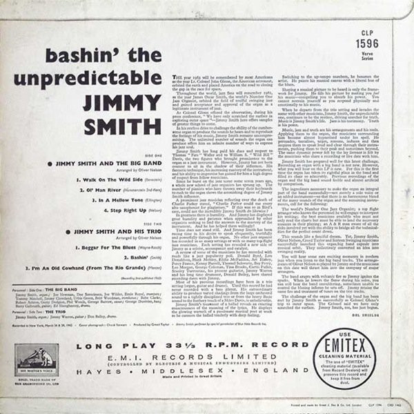 The Unpredictable Jimmy Smith* - Bashin' (LP, Mono) (Very Good Plus (VG+)) - Image 2