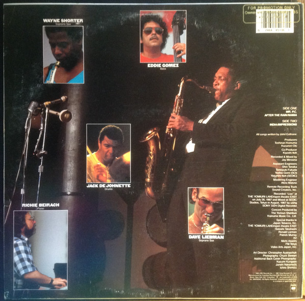 Wayne Shorter, Eddie Gomez, Jack De Johnette*, Dave Liebman*, Richie Beirach* - Tribute To John Coltrane - Live Under The Sky (LP, Album) (Near Mint (NM or M-)) - Image 2