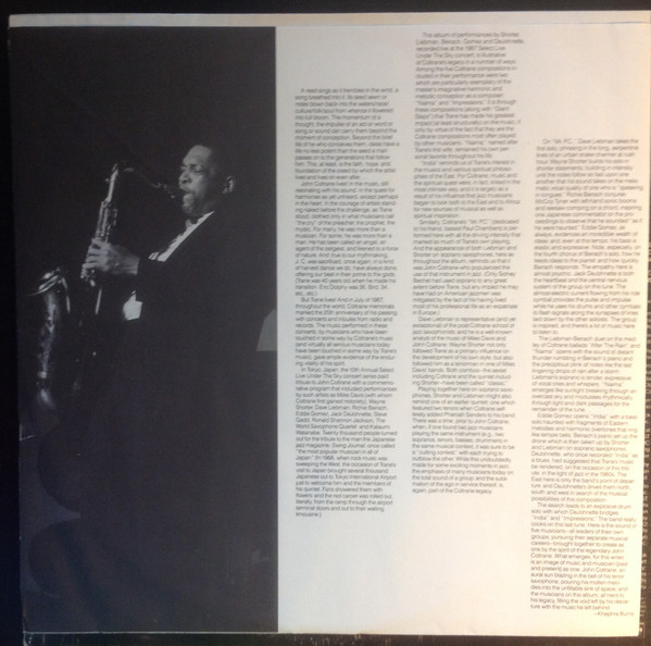 Wayne Shorter, Eddie Gomez, Jack De Johnette*, Dave Liebman*, Richie Beirach* - Tribute To John Coltrane - Live Under The Sky (LP, Album) (Near Mint (NM or M-)) - Image 4
