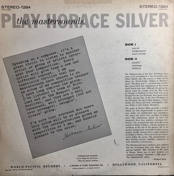 The Mastersounds - The Mastersounds Play Compositions By Horace Silver (LP) (Very Good Plus (VG+)) - Image 2