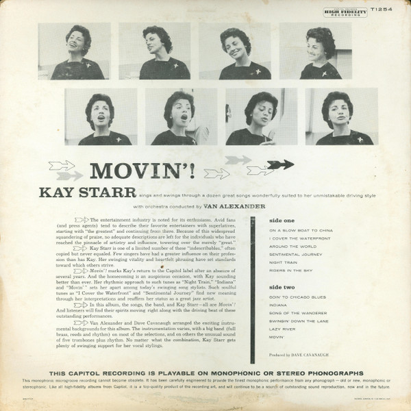 Kay Starr - Movin'! (LP, Album, Mono) (Very Good Plus (VG+)) - Image 2