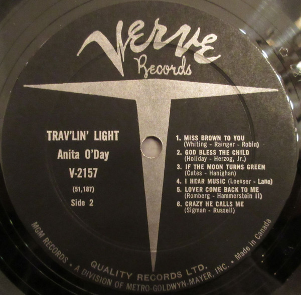 Anita O'Day - Trav'lin' Light (LP, Album, Mono) (Very Good Plus (VG+)) - Image 4