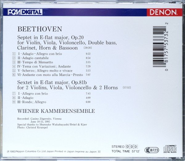 Beethoven*, Wiener Kammerensemble - Septet Op.20 / Sextet Op.81b (CD) (Near Mint (NM or M-)) - Image 2