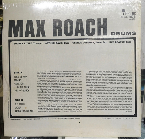 Max Roach - Max Roach (LP, Album, Mono) (Very Good Plus (VG+)) - Image 2
