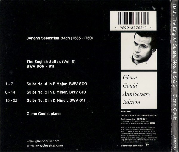 Bach*, Glenn Gould - English Suites, Volume 2, No.4 In F Major, No.5 In E Minor, No.6 In D Minor (CD, RE, Dig) (Near Mint (NM or M-)) - Image 2