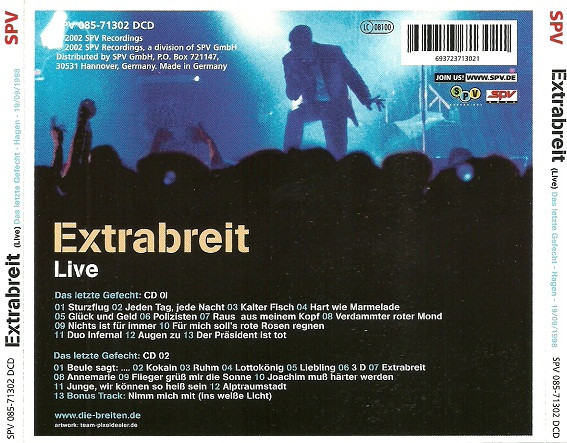 Extrabreit - Das Letzte Gefecht - Hagen - 19/09/1998 (2xCD) (Near Mint (NM or M-)) - Image 2
