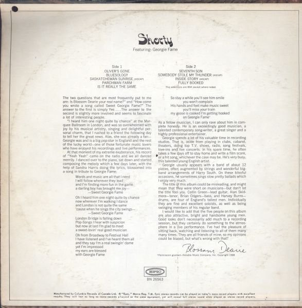 Georgie Fame - Shorty Featuring Georgie Fame (LP, Album) (Very Good (VG)) - Image 2