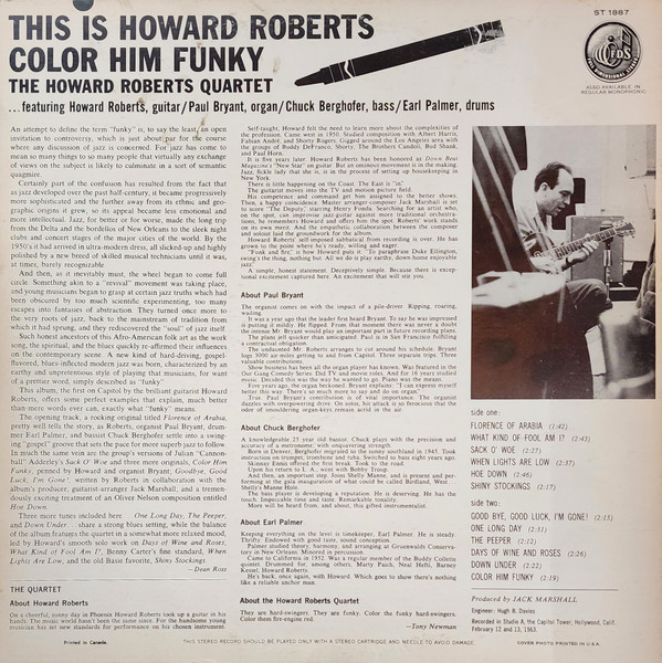 The Howard Roberts Quartet - This Is Howard Roberts Color Him Funky (LP, Album) (Very Good Plus (VG+)) - Image 2