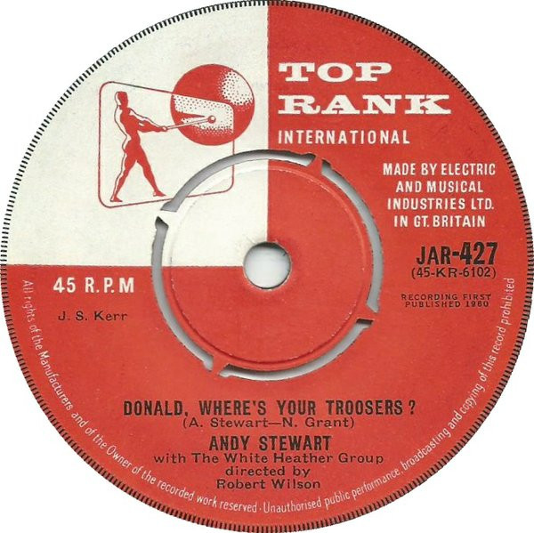 Andy Stewart With The White Heather Group - Donald, Where's Your Troosers? (7", Single) (Very Good Plus (VG+))
