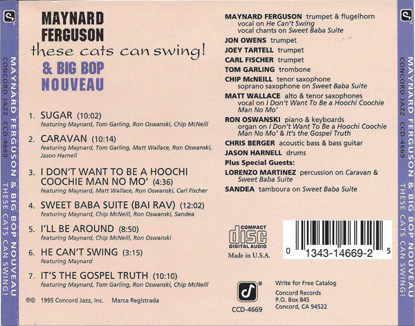 Maynard Ferguson & Big Bop Nouveau* - These Cats Can Swing! (CD, Album) (Near Mint (NM or M-)) - Image 2