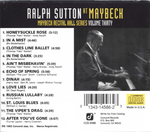 Ralph Sutton (2) - At Maybeck (CD, Album) (Near Mint (NM or M-)) - Image 2