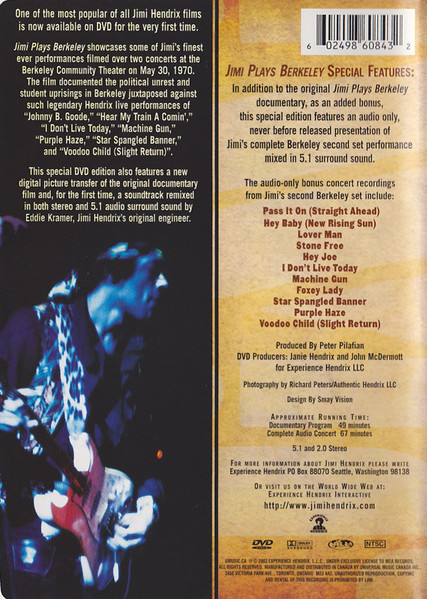 Jimi Hendrix - Jimi Plays Berkeley (DVD-V, Multichannel, NTSC) (Mint (M)) - Image 2