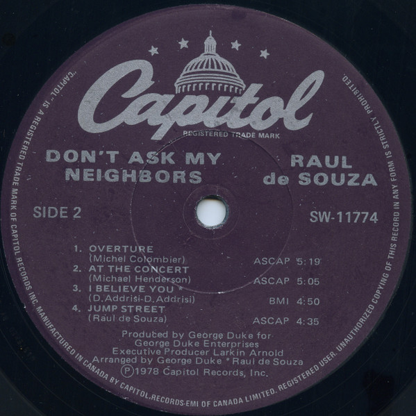 Raul de Souza - Don't Ask My Neighbors (LP, Album) (Very Good Plus (VG+)) - Image 3