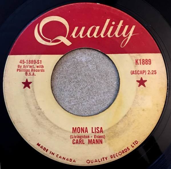 Carl Mann - Mona Lisa / A Foolish One (7", Single) (Very Good Plus (VG+))