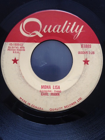 Carl Mann - Mona Lisa / A Foolish One (7", Single) (Very Good Plus (VG+)) - Image 3
