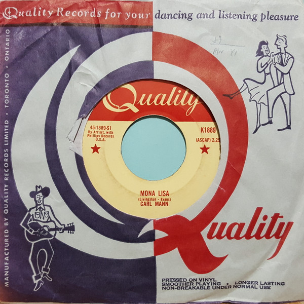 Carl Mann - Mona Lisa / A Foolish One (7", Single) (Very Good Plus (VG+)) - Image 5