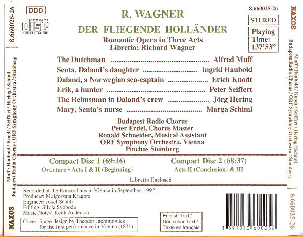 R. Wagner*, Budapest Radio Chorus*, ORF Symphony Orchestra*, Pinchas Steinberg - Der Fliegende Holländer (2xCD) (Near Mint (NM or M-)) - Image 3