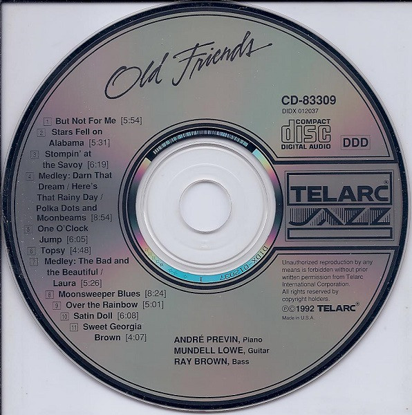 André Previn, Mundell Lowe & Ray Brown - Old Friends (CD, Album) (Near Mint (NM or M-)) - Image 3