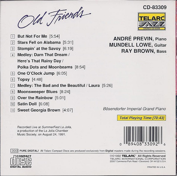André Previn, Mundell Lowe & Ray Brown - Old Friends (CD, Album) (Near Mint (NM or M-)) - Image 4