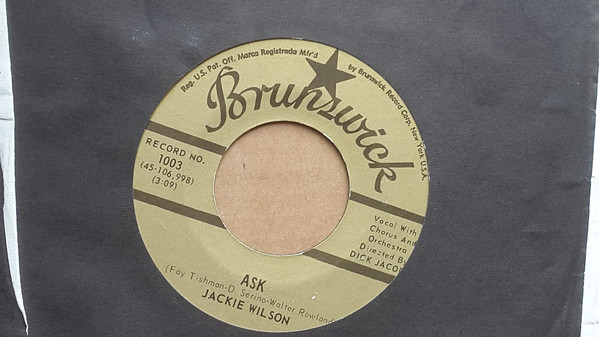 Jackie Wilson - I'll Be Satisfied / Ask (7", Single, RE, Sty) (Very Good (VG)) - Image 2