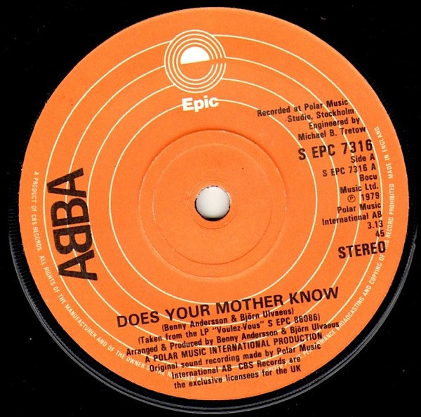 ABBA - Does Your Mother Know (7", Single) (Very Good Plus (VG+))