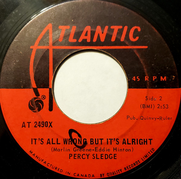 Percy Sledge - Take Time To Know Her / It's All Wrong But It's Alright (7", Single) (Very Good (VG)) - Image 2