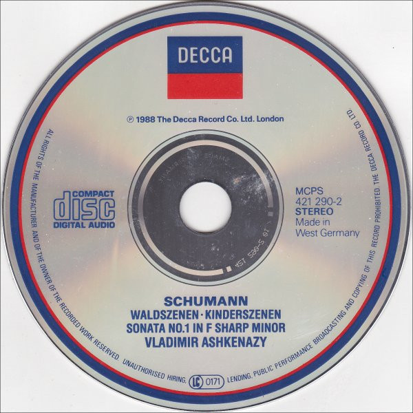 Schumann* - Vladimir Ashkenazy - Piano Works Vol. 3: Waldszenen / Kinderszenen / Sonata No.1 In F Sharp Minor (CD, Album) (Near Mint (NM or M-)) - Image 3