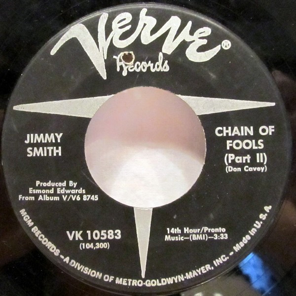 Jimmy Smith - Chain Of Fools (7") (Very Good Plus (VG+)) - Image 2