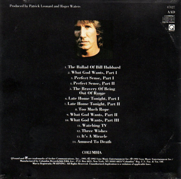 Roger Waters - Amused To Death (CD, Album) (Near Mint (NM or M-)) - Image 2