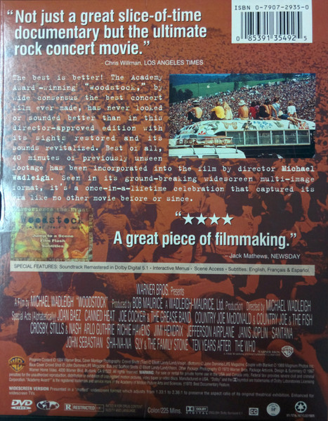 Various - Woodstock: 3 Days of Peace & Music, The Director's Cut (DVD-V, D/Sided, Multichannel, NTSC, Reg) (Mint (M)) - Image 2