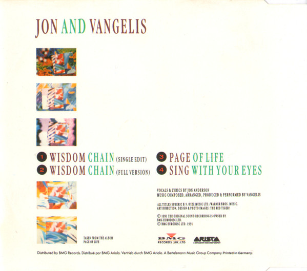 Jon And Vangelis* - Wisdom Chain (CD, Single) (Near Mint (NM or M-)) - Image 2