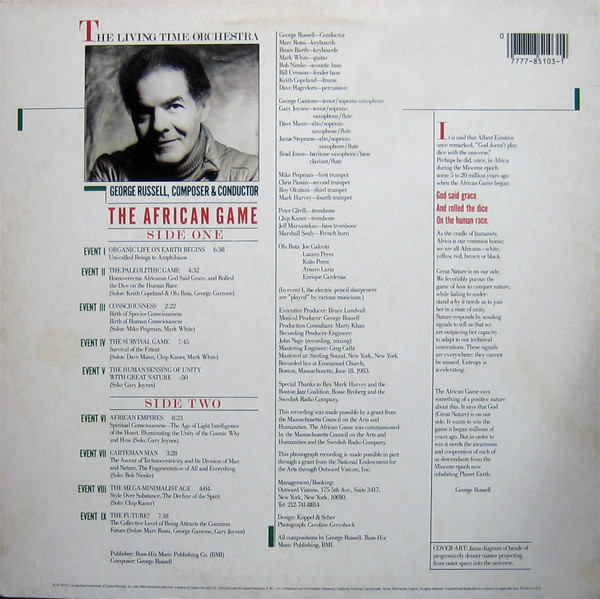 George Russell & The Living Time Orchestra - The African Game (LP, Album) (Very Good Plus (VG+)) - Image 2