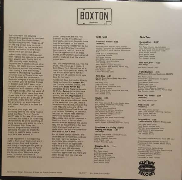 Ron Paley - Boxton (LP, Album) (Very Good (VG)) - Image 3