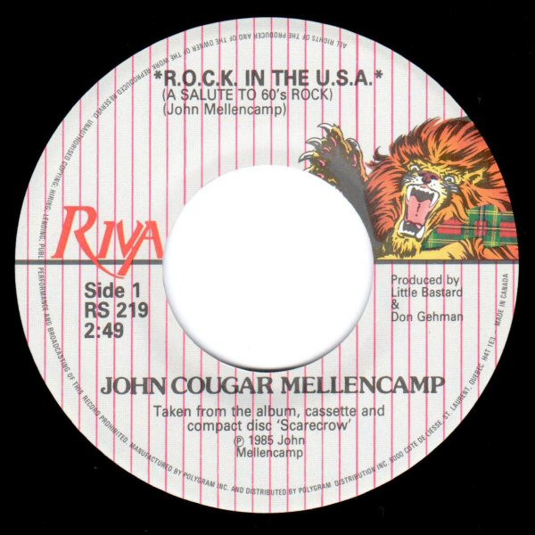 John Cougar Mellencamp - R.O.C.K. In The U.S.A. (A Salute To 60's Rock) (7", Single, Pos) (Very Good Plus (VG+)) - Image 3