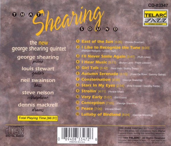 The New George Shearing Quintet* - That Shearing Sound (CD, Album) (Near Mint (NM or M-)) - Image 2