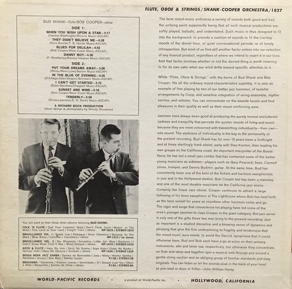 The Bud Shank-Bob Cooper Orchestra - Flute, Oboe & Strings (LP, Comp) (Very Good Plus (VG+)) - Image 2