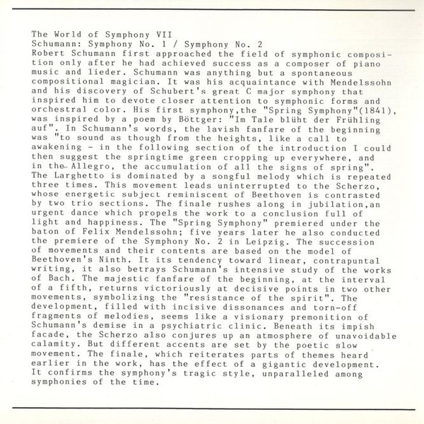 Schumann* - The World Of The Symphony Vol. 7 (CD, Comp) (Near Mint (NM or M-)) - Image 4