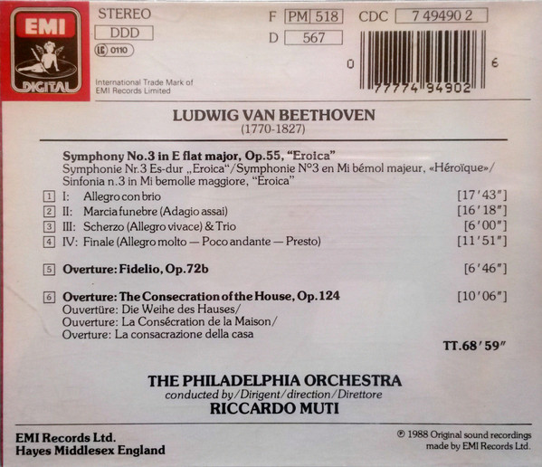 Beethoven*, The Philadelphia Orchestra, Riccardo Muti - Symphonie 3 - Eroica (CD, Album) (Near Mint (NM or M-)) - Image 2
