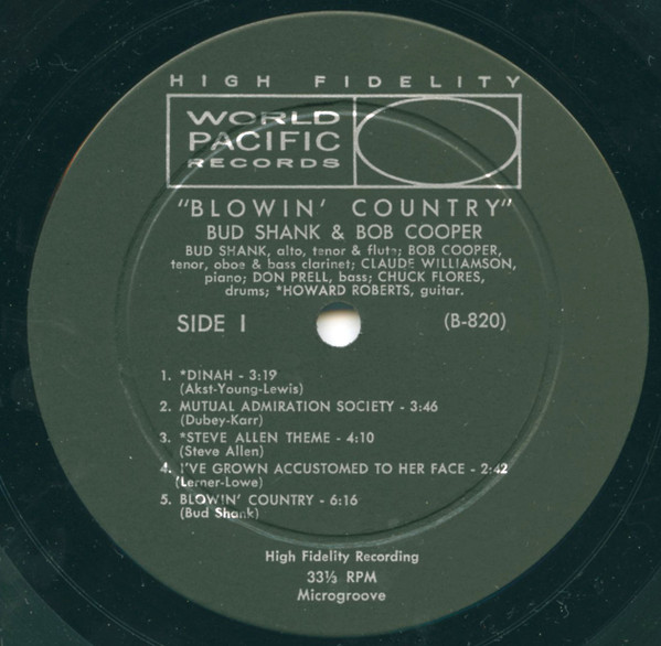 Bud Shank & Bob Cooper - Blowin' Country (LP, Album, Mono) (Very Good Plus (VG+)) - Image 3