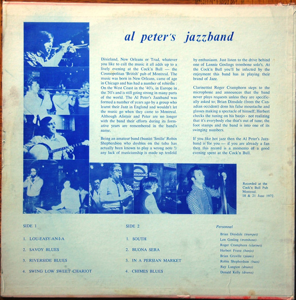 Al Peter's Jazzband - Live At The Cock 'n Bull Pub (LP) (Very Good Plus (VG+)) - Image 2