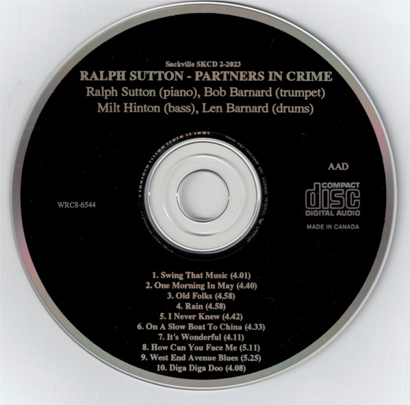Ralph Sutton (2) - Partners In Crime (CD, RE) (Near Mint (NM or M-)) - Image 3