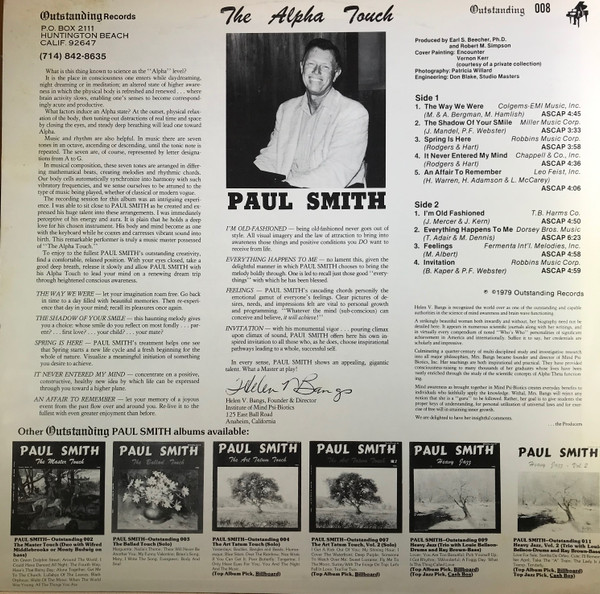 Paul Smith (5) - The Alpha Touch (LP, Album) (Near Mint (NM or M-)) - Image 2